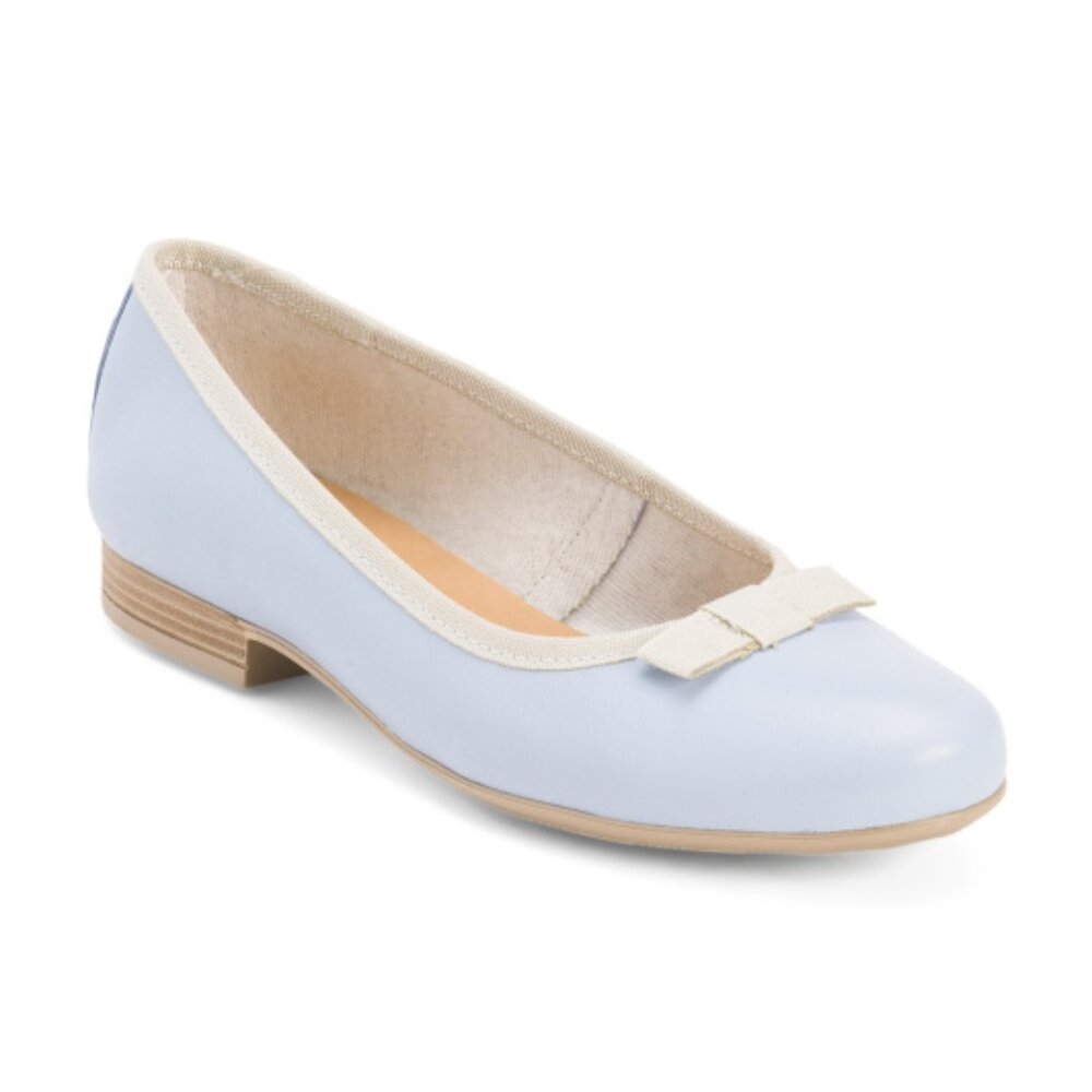 RIZZOLI Made In Italy Leather Ballerina Flats With Bow Accent